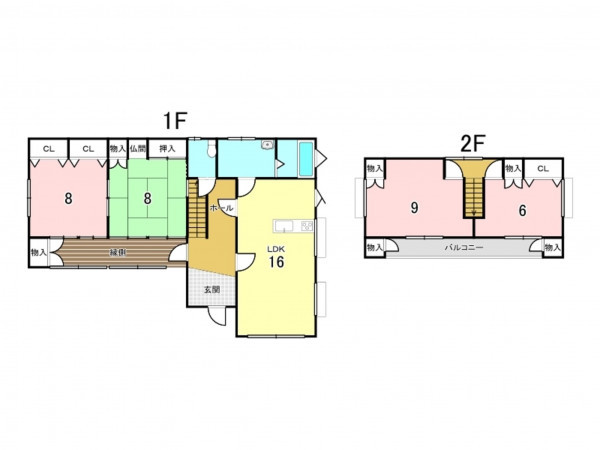 八戸市旭ケ丘、中古一戸建ての間取り画像です