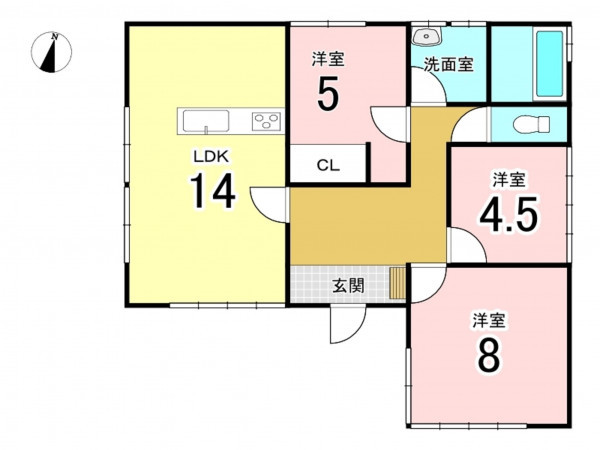 八戸市大字鮫町、中古一戸建ての間取り画像です