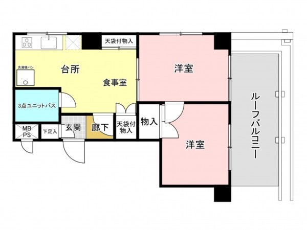 江東区亀戸、マンションの間取り画像です