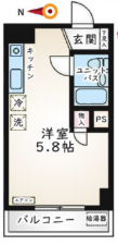 江東区亀戸、マンションの間取り画像です