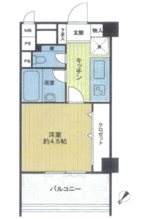 江東区東陽、マンションの間取り画像です