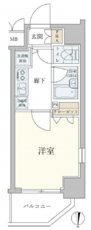 江東区亀戸、マンションの間取り画像です