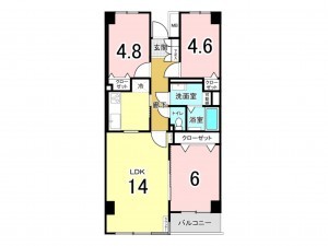 江東区東砂、マンションの間取り画像です