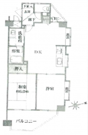 江東区東砂、マンションの間取り画像です