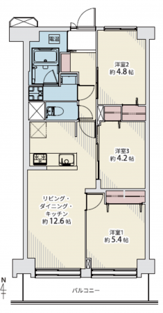 江東区東陽、マンションの間取り画像です