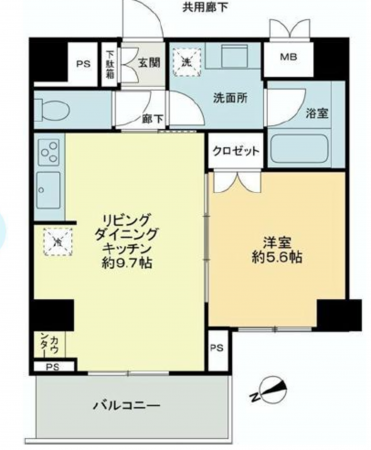 江東区亀戸、マンションの間取り画像です