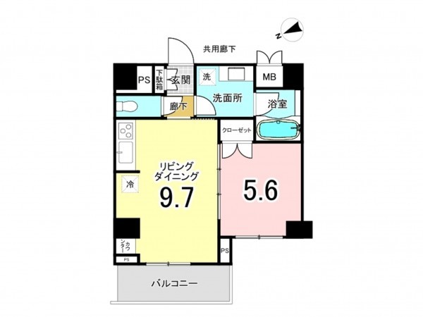 江東区亀戸、マンションの間取り画像です