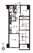 江東区東陽、マンションの間取り画像です