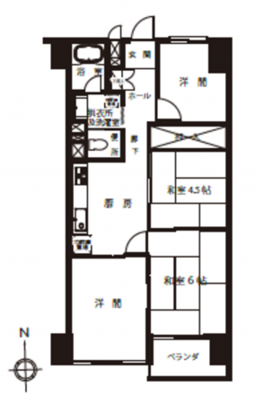 江東区東陽、マンションの間取り画像です