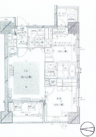 江東区亀戸、マンションの間取り画像です