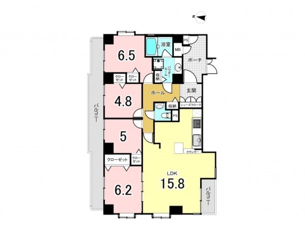 江東区大島、マンションの間取り画像です