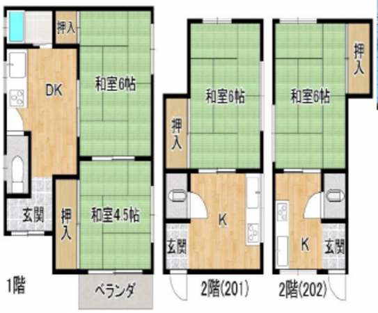 江東区南砂、収益物件/アパートの間取り画像です