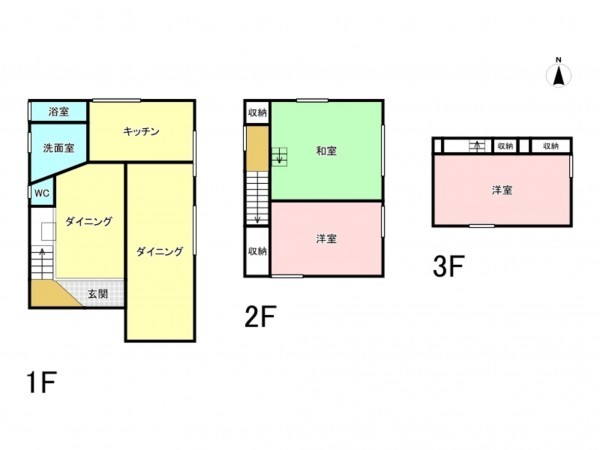 江東区大島、中古一戸建ての間取り画像です