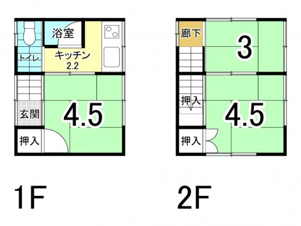 江東区大島、中古一戸建ての間取り画像です