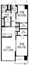 江東区東陽、マンションの間取り画像です