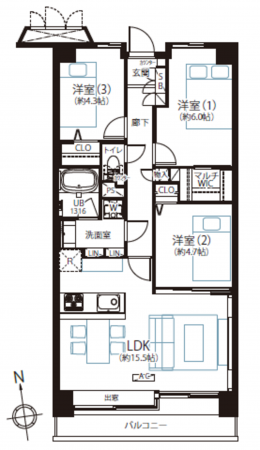 江東区東砂、マンションの間取り画像です
