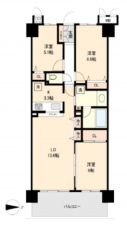 江東区亀戸、マンションの間取り画像です