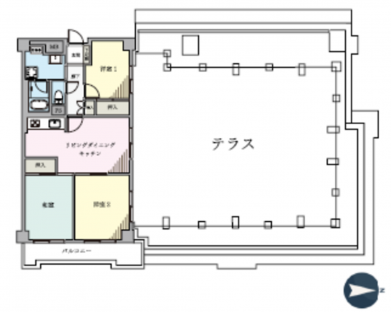 江東区亀戸、マンションの間取り画像です