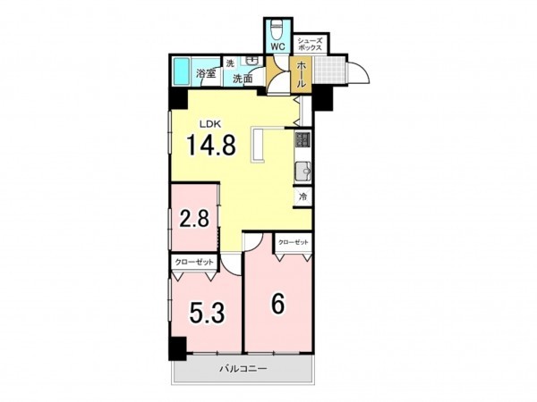 江東区亀戸、マンションの間取り画像です