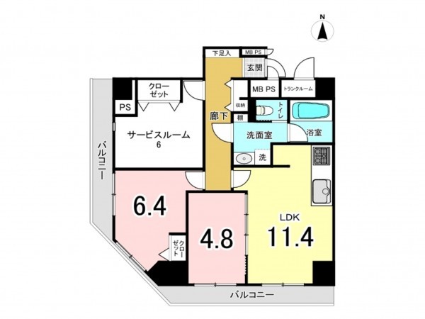 江東区亀戸、マンションの間取り画像です