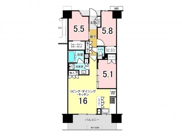 江東区南砂、マンションの間取り画像です