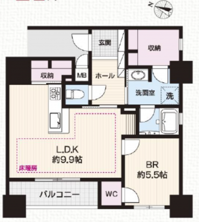 江東区大島、マンションの間取り画像です