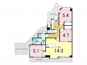 江東区東砂、マンションの間取り画像です