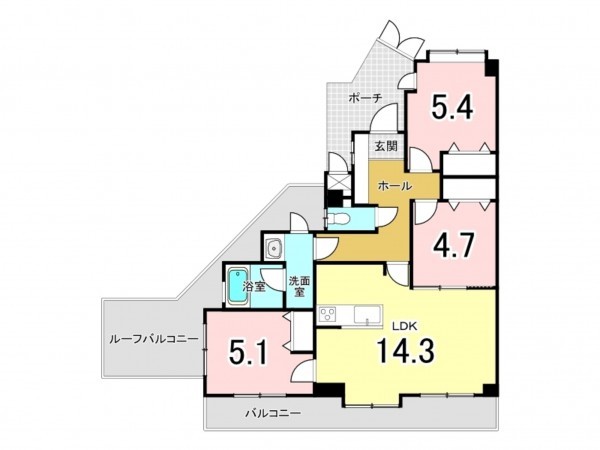 江東区東砂、マンションの間取り画像です
