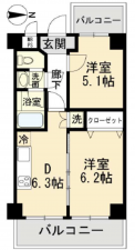江東区東砂、マンションの間取り画像です