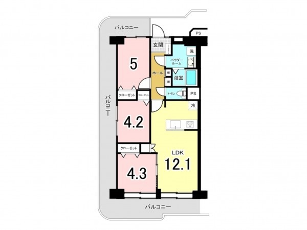 江東区亀戸、マンションの間取り画像です