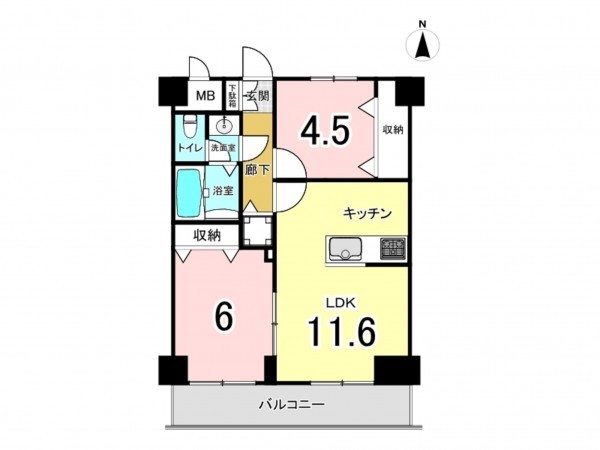 江東区亀戸、マンションの間取り画像です