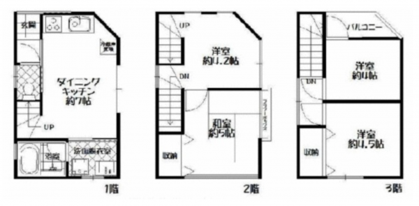江東区大島、中古一戸建ての間取り画像です