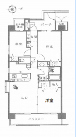 江東区亀戸、マンションの間取り画像です