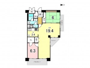 江東区東陽、マンションの間取り画像です