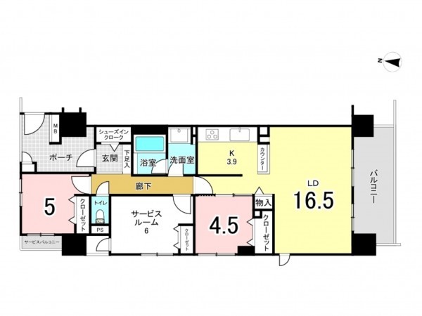 江東区扇橋、マンションの間取り画像です