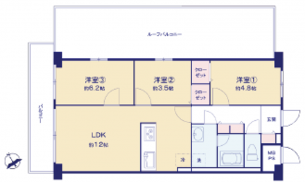 江東区北砂、マンションの間取り画像です