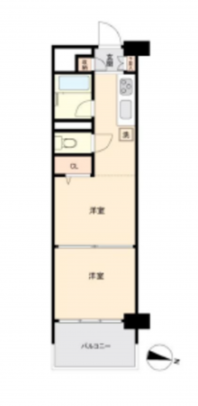 江東区亀戸、マンションの間取り画像です