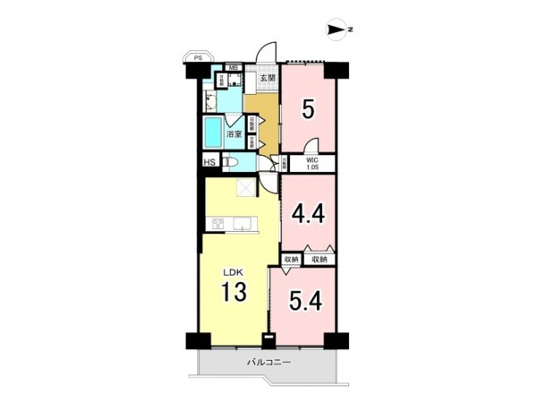 江東区亀戸、マンションの間取り画像です