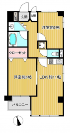 江東区亀戸、マンションの間取り画像です