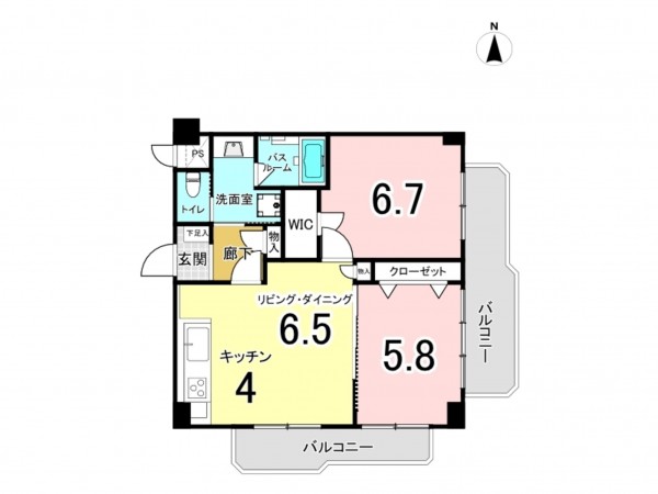 江東区亀戸、マンションの間取り画像です