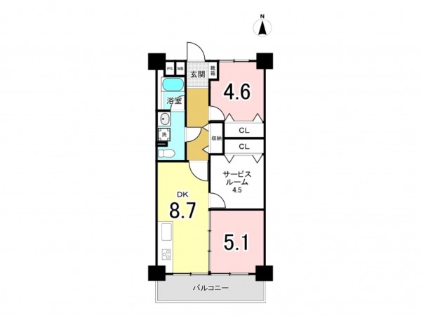 江東区亀戸、マンションの間取り画像です