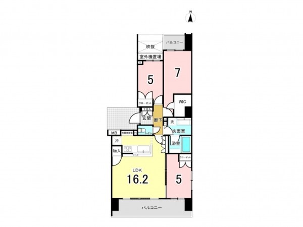 江東区住吉、マンションの間取り画像です