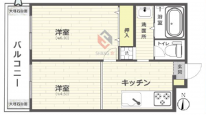 江東区毛利、マンションの間取り画像です