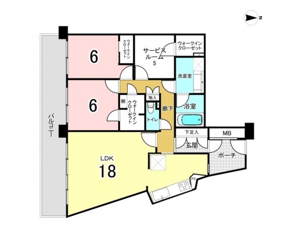 江東区東砂、マンションの間取り画像です