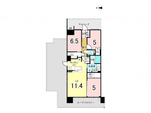 江東区亀戸、マンションの間取り画像です
