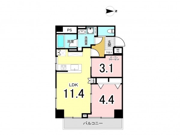 江東区扇橋、マンションの間取り画像です