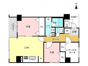 江東区東陽、マンションの間取り画像です