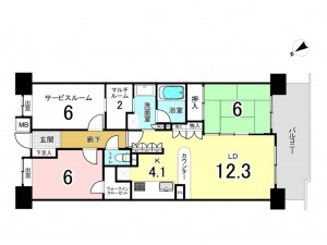江東区東砂、マンションの間取り画像です