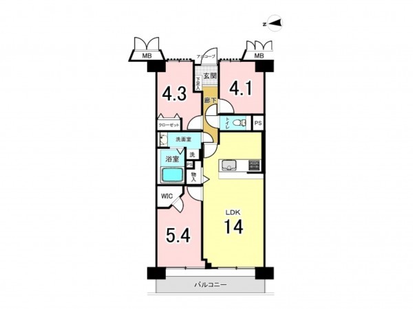 江東区東砂、マンションの間取り画像です