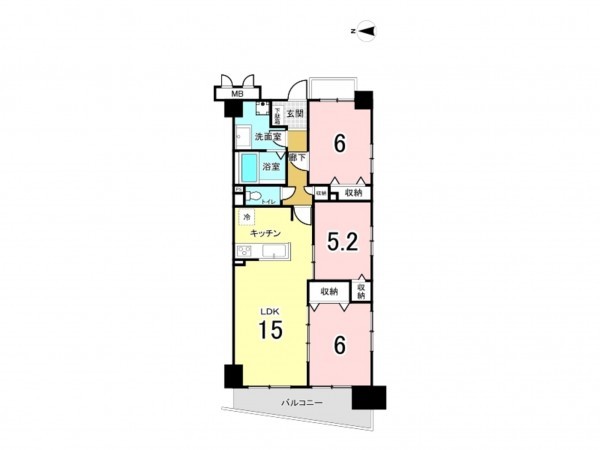 江東区北砂、マンションの間取り画像です
